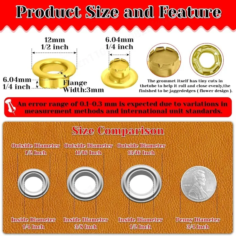 803Pcs Metal Grommet Eyelet Kit, 6mm, Easy Install, Hand Press Plier, For Shoes Bags Crafts Replacement