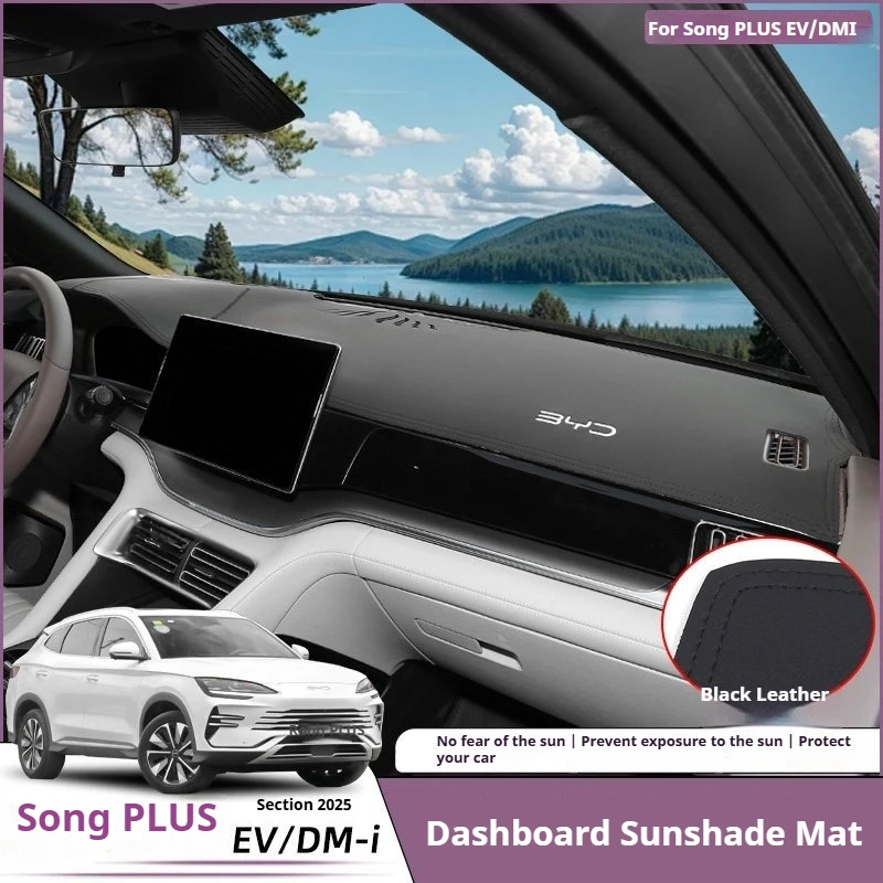 For BYD Song Plus EV DMI 2023-2025 Dashboard Sunshade Mat Dash Cover Pad Leather Protective Anti Glare Car Interior Accessories