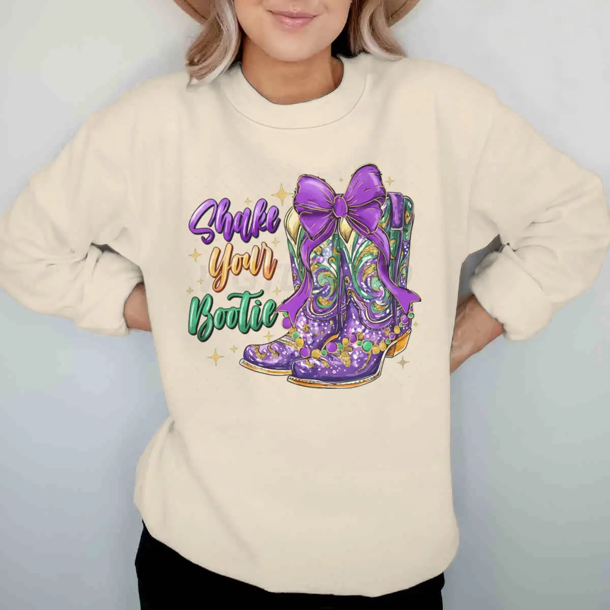 

Shake Your Bootie Mardi Gras, модная одежда, женские толстовки Mardi Gras в стиле пастушки, классический винтажный свитшот с бантом