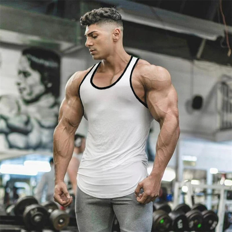 Schlichte Baumwolle atmungsaktive ärmellose T-Shirts Fitness studio Bodybuilding Training lässige Tanktops Herren Fitness Muskel coole Sommer Unterhemden
