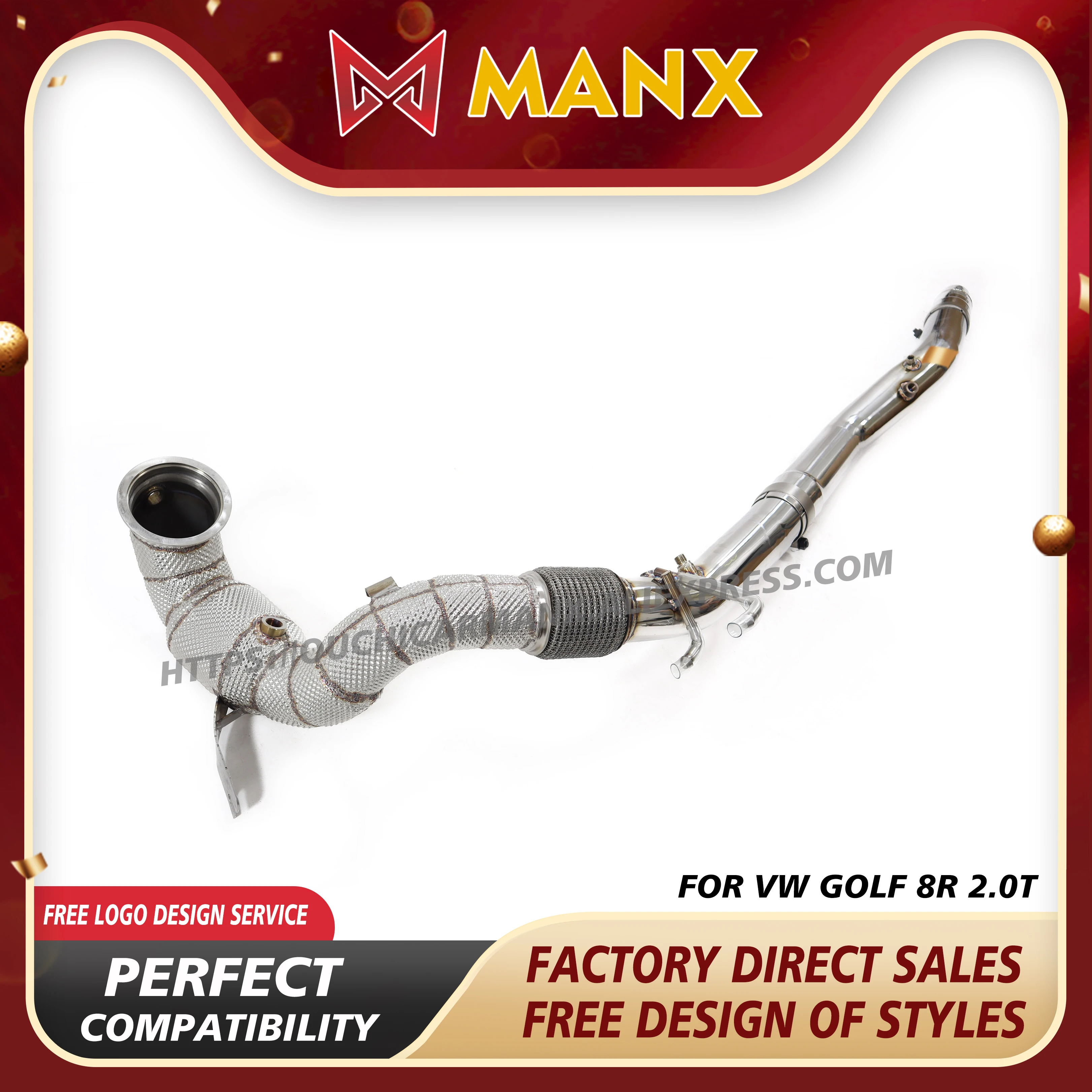 

MANX High Performance Downpipe for VW Golf 8R 2.0T | Catted / Catless Option | Stainless Steel Exhaust