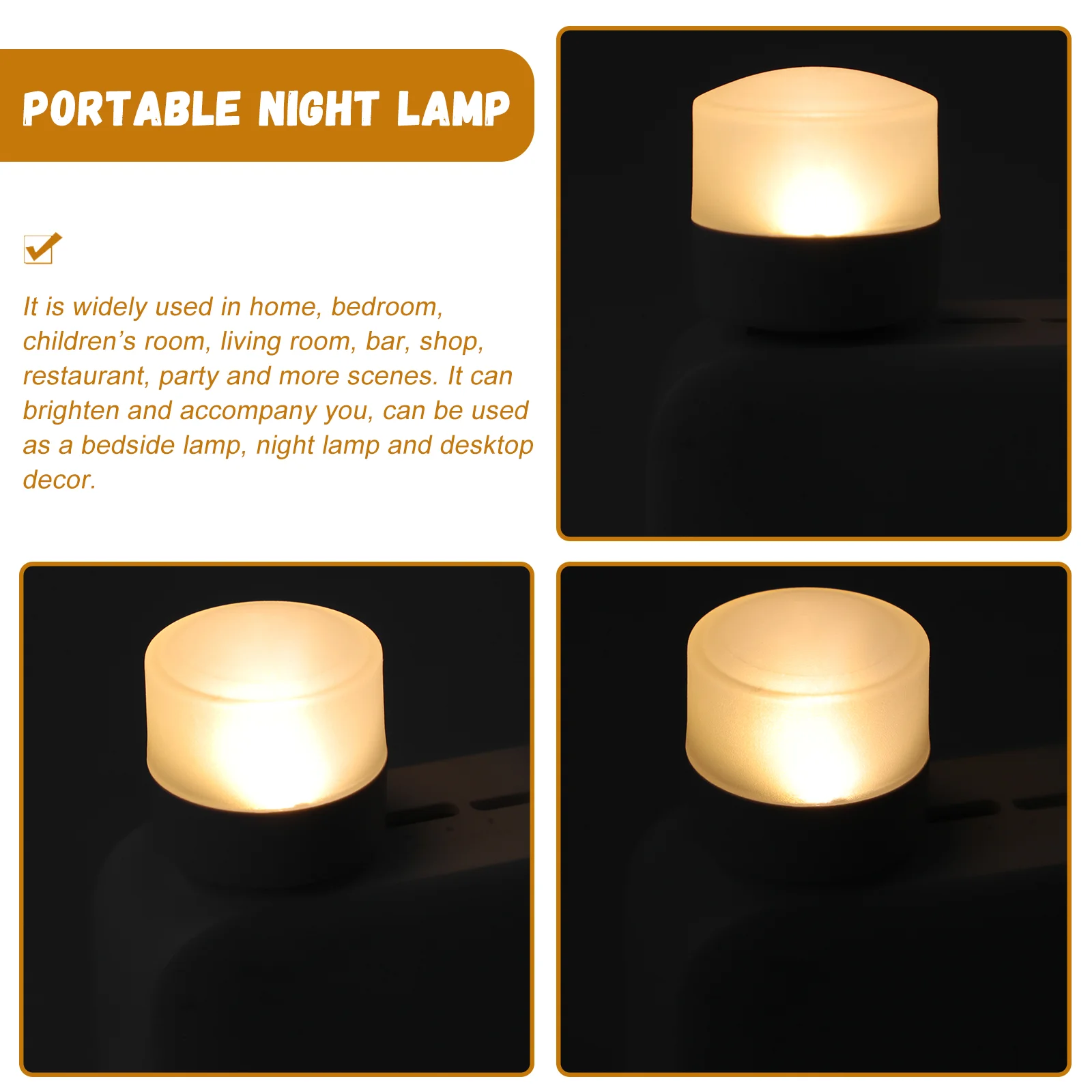 4 Pcs Mini USB Light Lights Lamp Led Desk Mushroom Table Lamps Bulb Night Portable Atmosphere Emergency Student for Bedroom