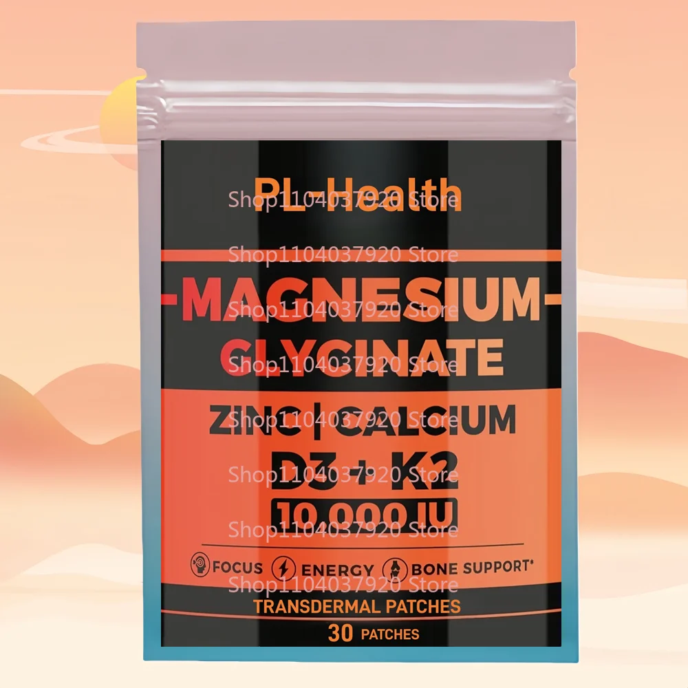 

30 Patches Magnesium Glycinate Transdermal Patches with Vitamin D3 K2 + Zinc & Calcium Support Bone, Muscle & Immune