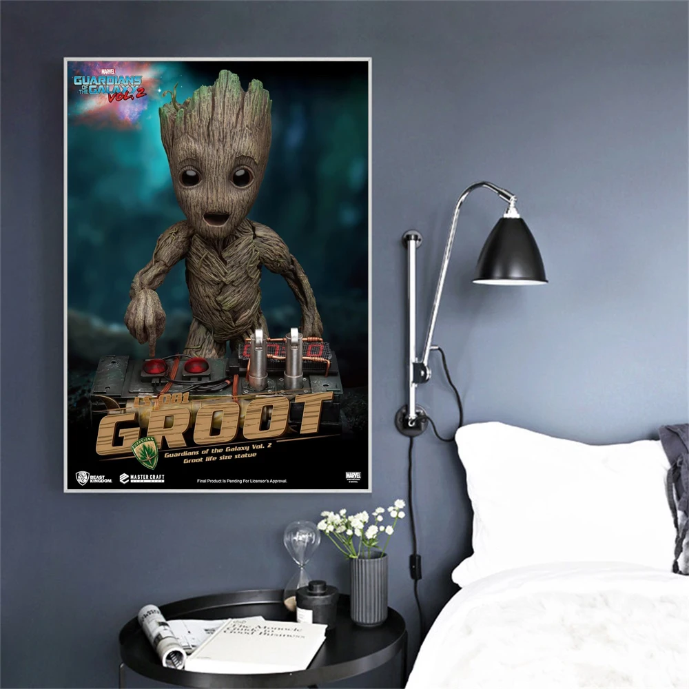 لوحة قماشية أنيمي ديزني ، حراس المجرة ، أنا جروت ، فيلم ، أعجوبة ، فن جداري لغرفة الأطفال ، ديكور غرفة النوم ، ميني سو