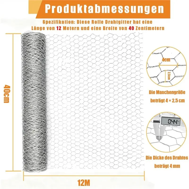 THIVN-Wire Mesh Fence For Voles, Chicken Wire 12 Meter X 40 Cm, Wire Mesh For Mice, Wire Mesh For Chicks