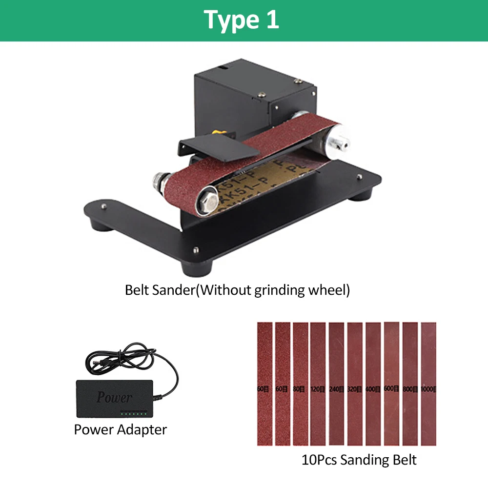 250W Mini Belt Sander Electric Bench Grinder Sanding Machine 7 Speed Adjustable Control Small Grinder Sharpener Polisher Machine