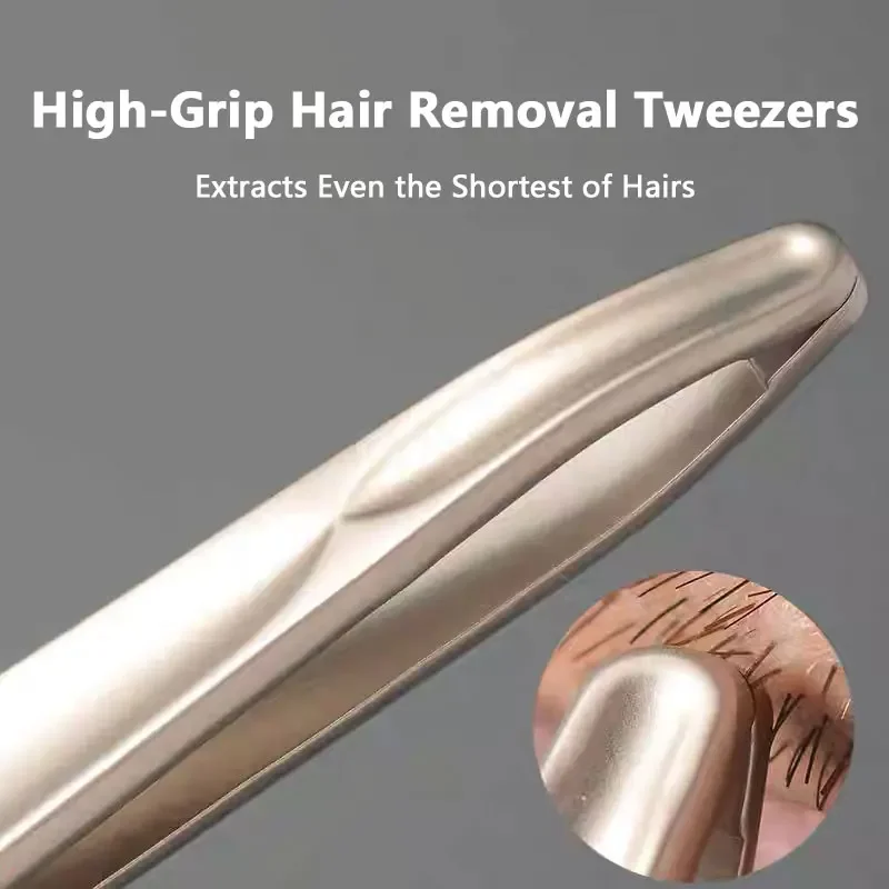 Premium Round Head Tweezers for Eyebrow & Facial Hair Removal Seamless Clips Short Hair Precision Beard Clip