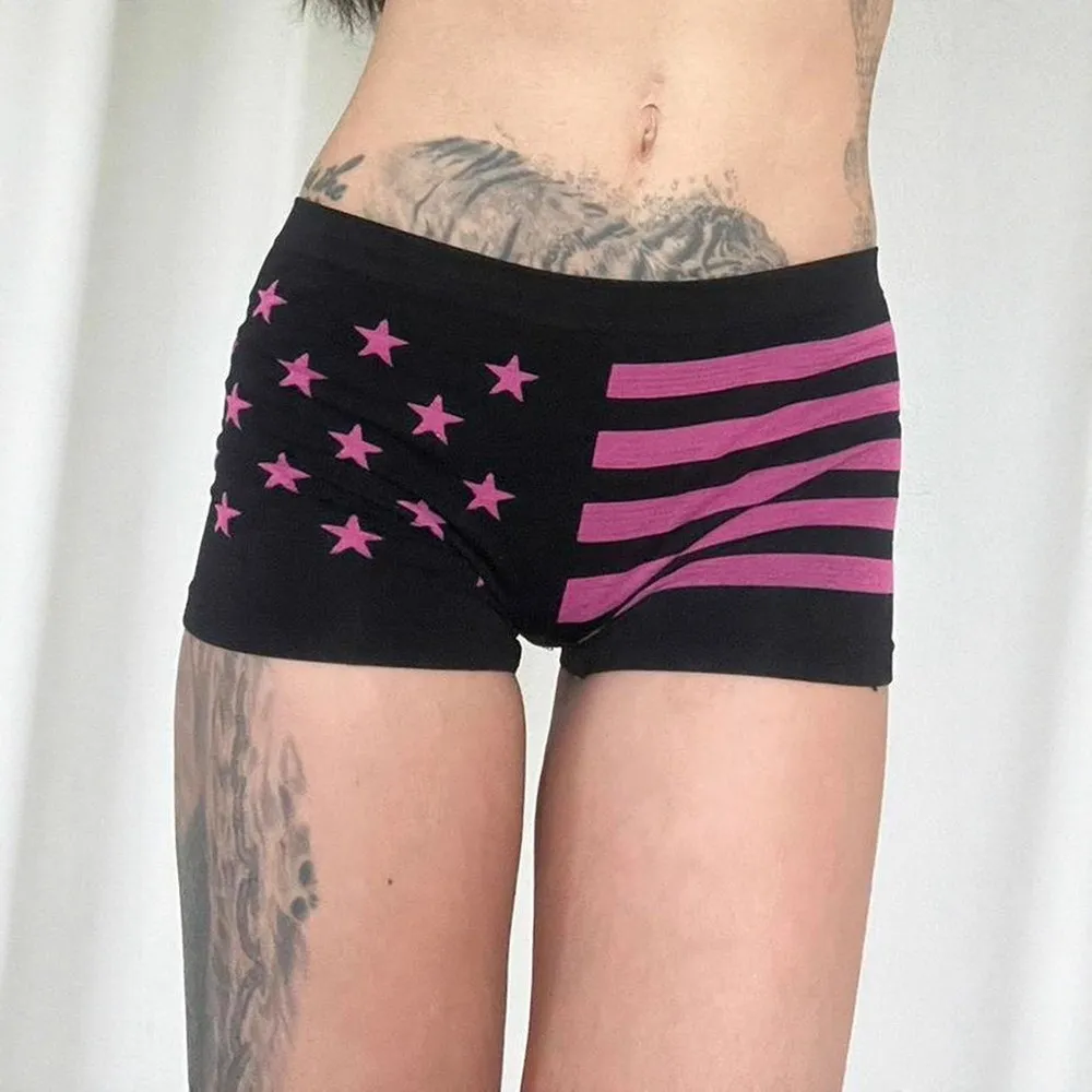 Sexy Street Style Flag Print Shorts for Women Spring Summer Hot Girl Short Pants Casual Beachwear