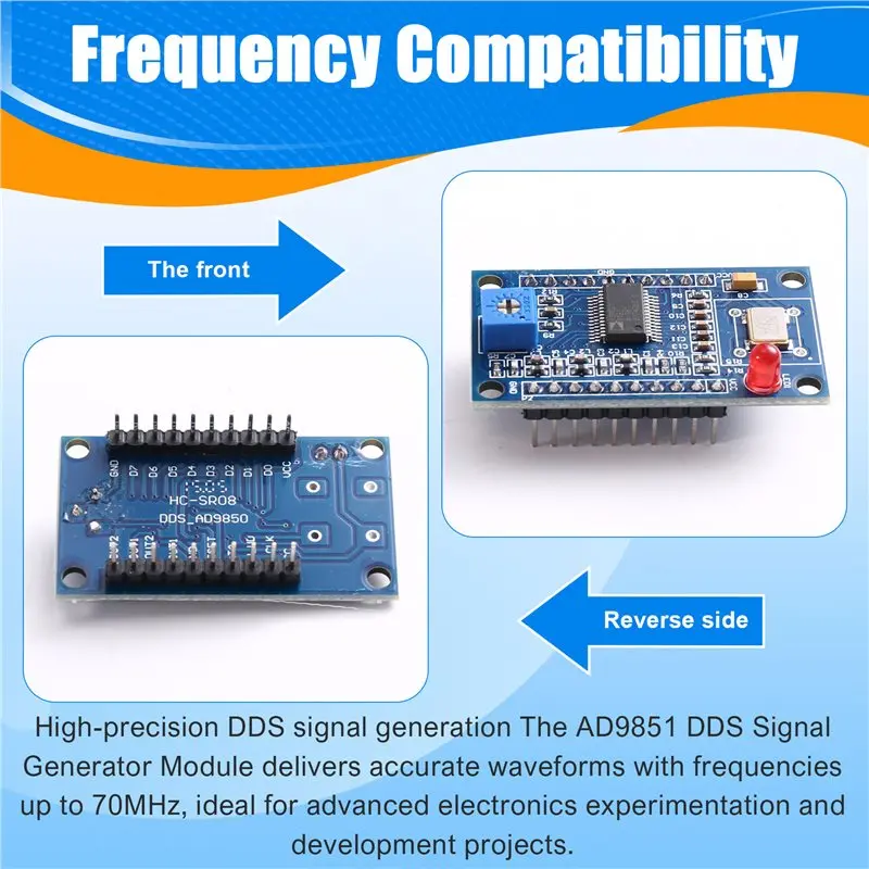 【HOT A69Z!】AD9851 DDS Signal Generator Module Development Board 2 Sine Waves And 2 Square Waves 30Mhz Oscillator 0-70Mhz Range