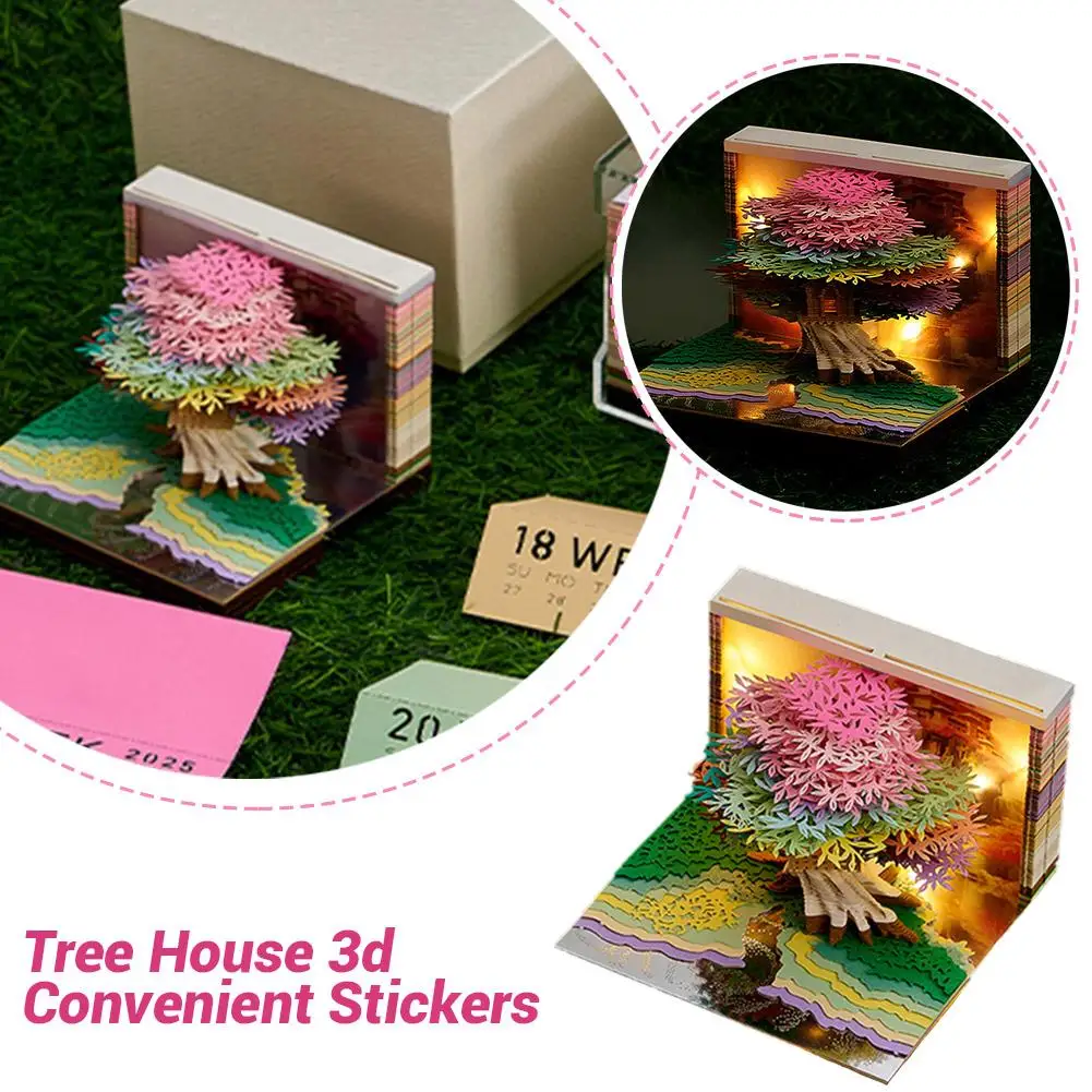 3d Notepad Tree House 3d Memo Pad Desktop Decor 2025 Calendar Holder Off Craftwork Notepad Art Pen Tear Weekly Paper X6b1