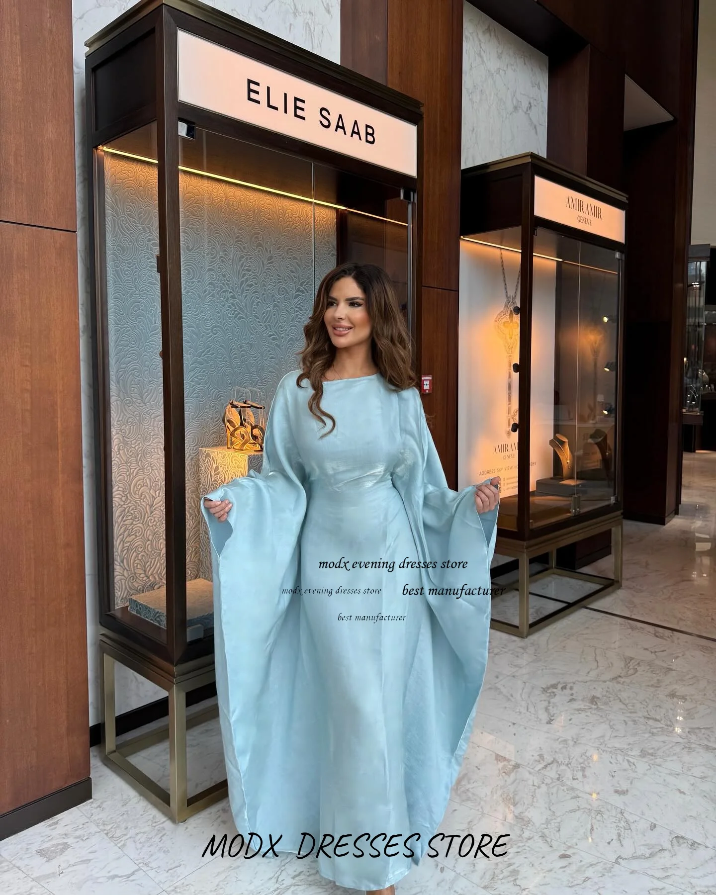 MODX Satin caftan Abaya Robe Maxi pour femmes Ramadan Robe de soirée à manches longues arabe Robe formelle Style dubaï