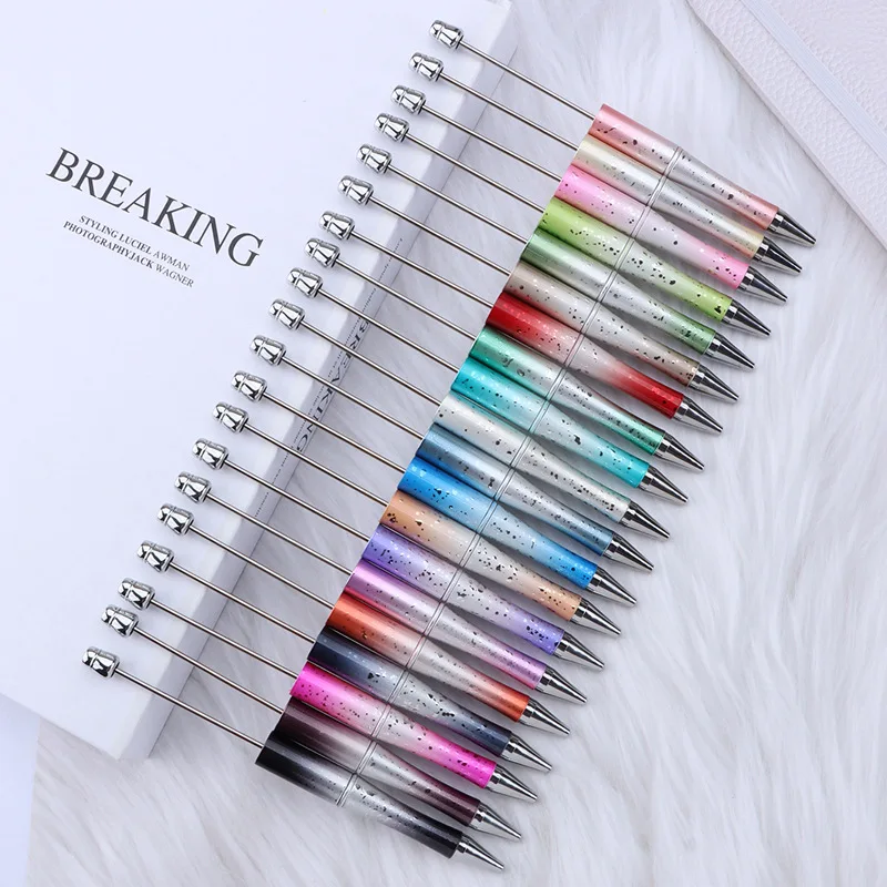 20pcs Bead Pen Creative Starry Sky UV Beaded Ball Pen Sparkling Starry Sky Electroplating Gradient Beaded Pens Cute Stationery