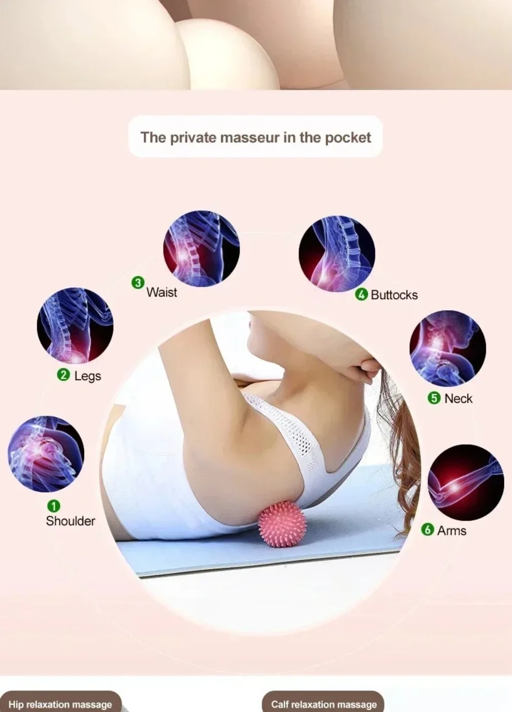 Massageball Faszienball Muskelentspannung Massage Yoga Fitness Schulter Nacken Fuß Fußmassage Harte Nackenmembran Meridian – Detail 8