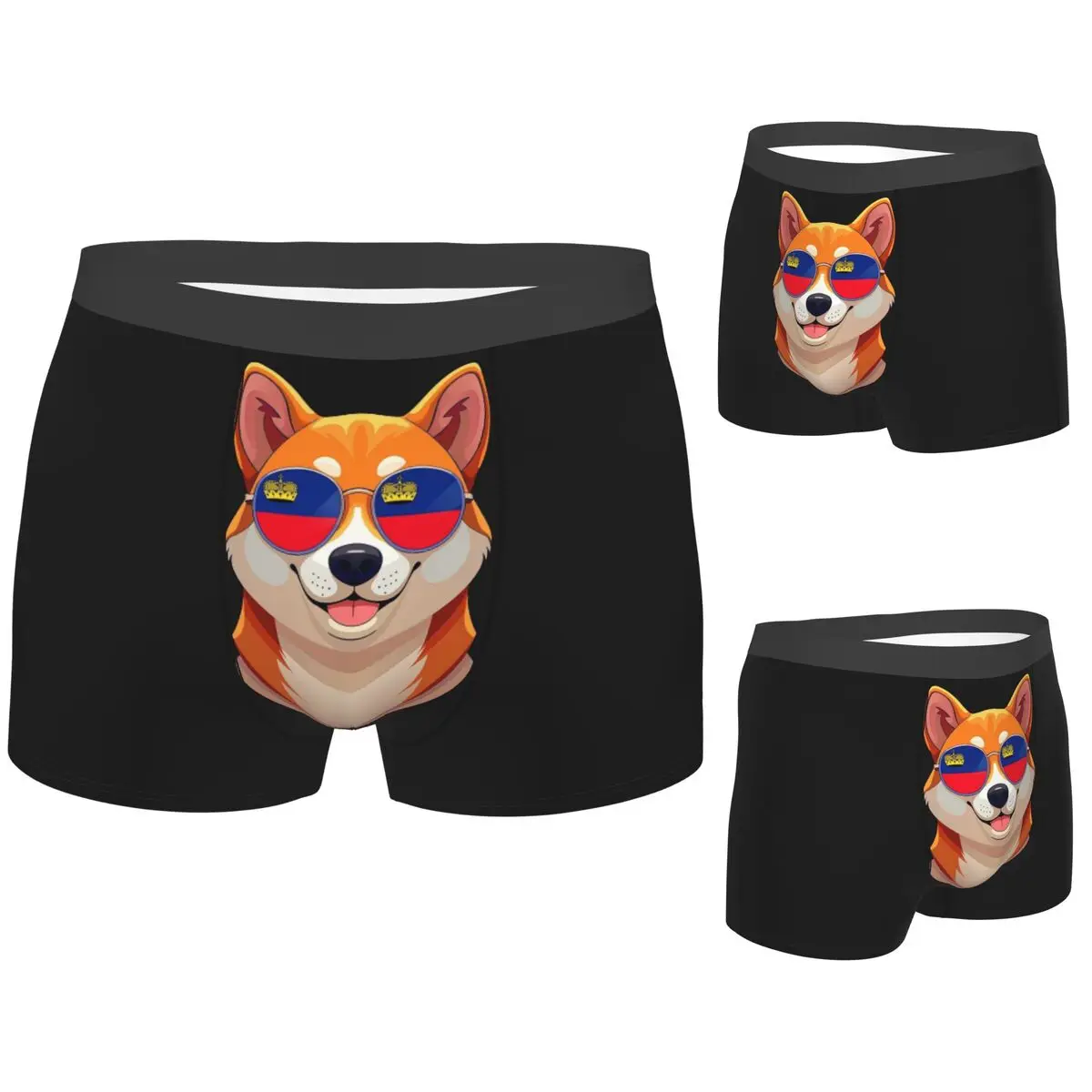 

Boxer Underpants Shorts Vintage Patriotic Shiba Inu Liechtensteiner Flag Panties Male Comfortable Underwear for Homme Man Gift