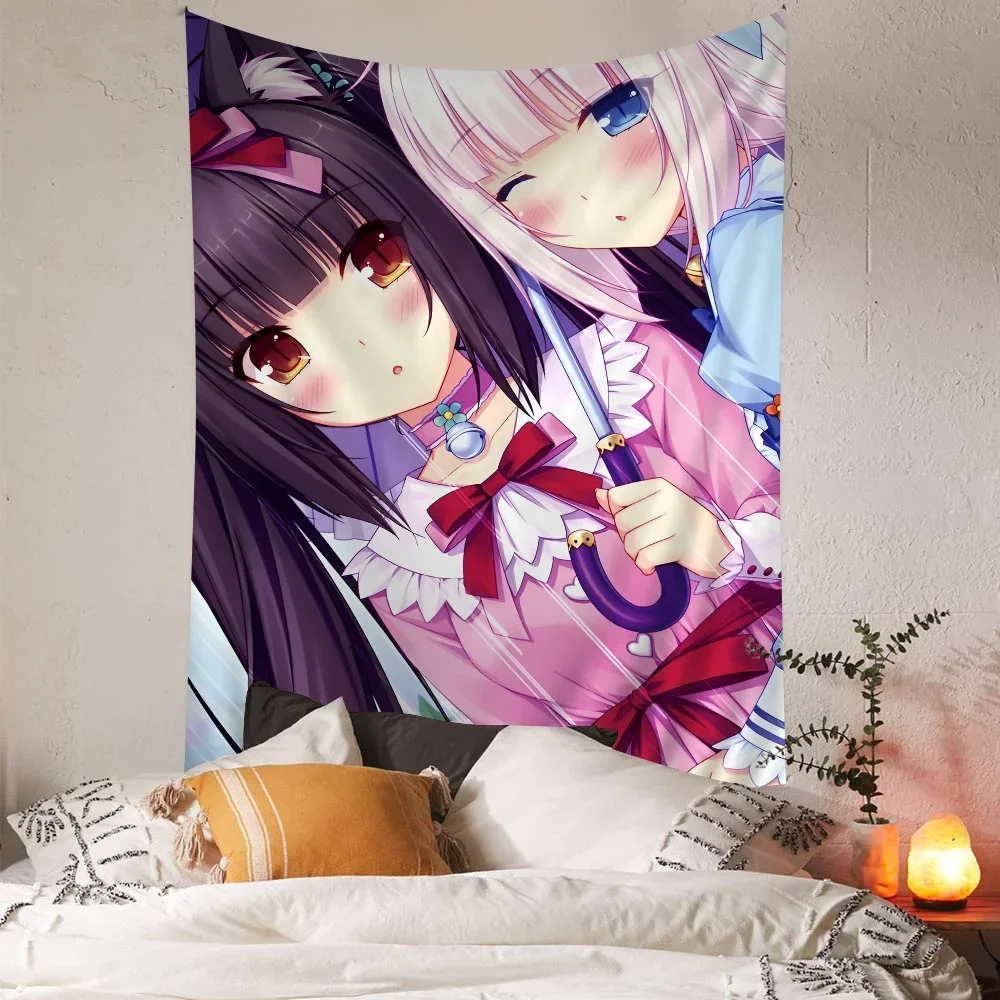 Anime Nekopara Chart Tapestry Art Science Fiction Room Home Decor Cheap Hippie Wall Hanging