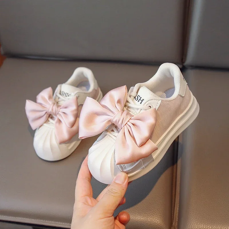 

Children Casual Shoes for Girls 2024 Autumn New Fashion Korean Style Comfortable Sweet Bowtie Anti-slippery Chic Versatile Shoes