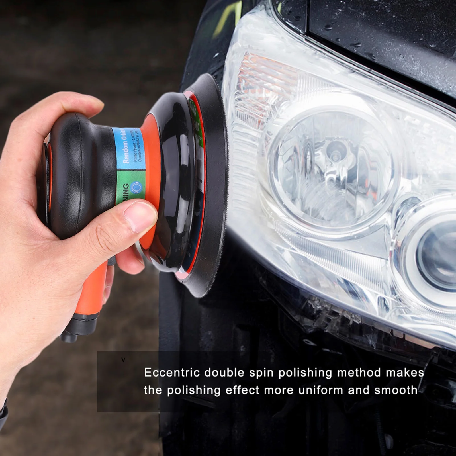 5 Inch Pneumatic Air Sander Polisher Tool Grinding Pneumatic Orbital Sander Air Grinder Machine for Car Waxing Beauty 11000rpm