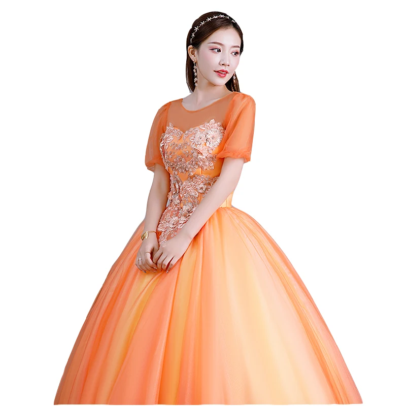 Fairy Sweet Scoop คอ Quinceanera ชุดดอกไม้ประณีต Tulle Ball ชุดลูกไม้ภาพลวงตายาว Vestido De Debutante