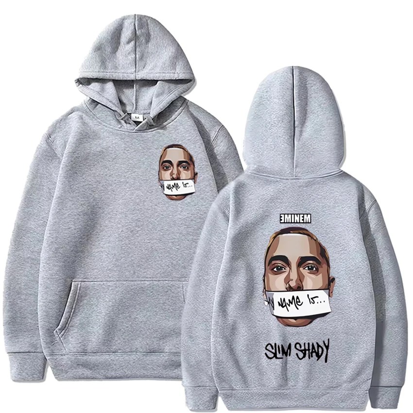 Eminem My Name Is Slim Shady Hoodie Men Rock Rapper Music Album Print Sweatshirt Unisex Hip Hop Fashion Hoodies Y2K Streetwear