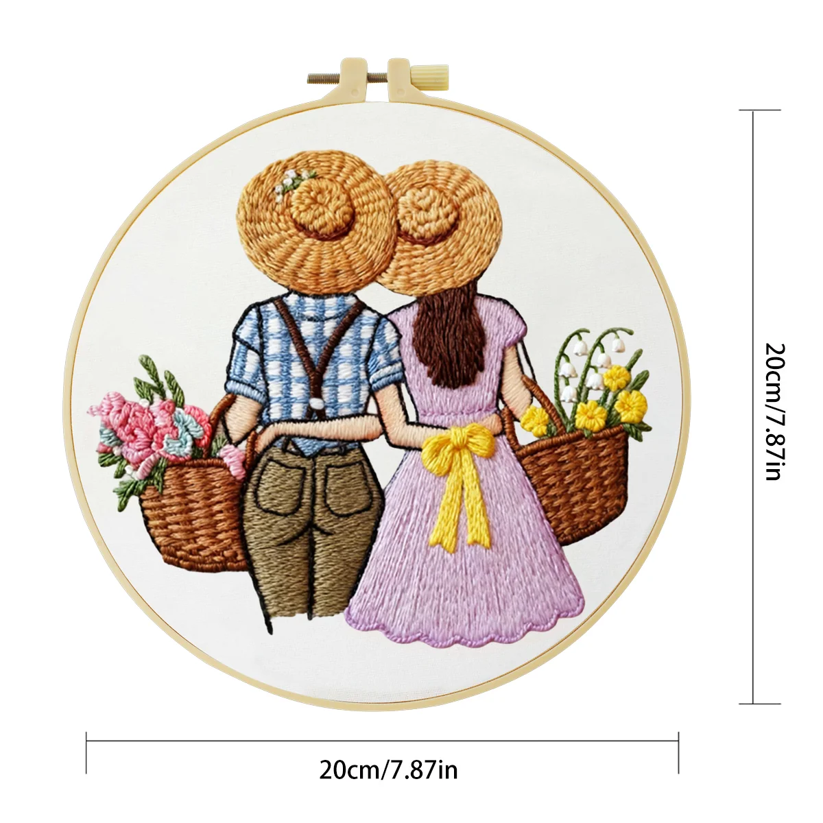 1 Stück 20X20CM/15X15CM 7,87/6,3 Zoll Blumenpflücken Stickerei Starter-Kit DIY-Kit DIY-Stickerei-Set für Anfänger – Detail 4