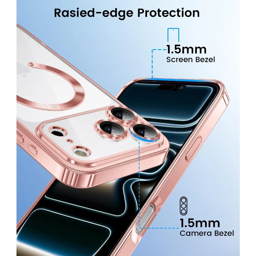 Capa de telefone fina e transparente para iPhone 17 Pro com compatibilidade MagSafe Protetor de lente de câmera embutido Design à prova de choque macio
