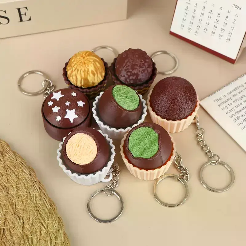 Mechanical Keyboard Chocolate Shape Keychain Fidget Toy for Adults Stress Reliever Portable Desk Decoration Hand Spinner Toy