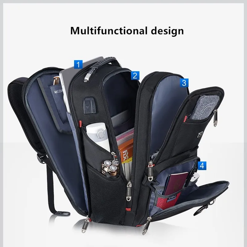 multifunction large capacity male bag fashion travel usb charging waterproof anti-theft 15.6 inch 17 inch laptop backpack men