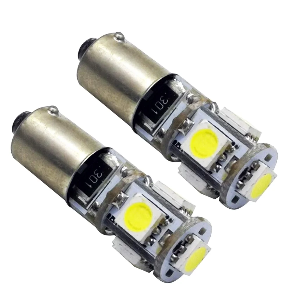 2X  BA9S BAX9S H6W 433 434 BAY9S H21W 5SMD 5050 Bulbs 1.8W LED Side Light Driving Lamps DRL Canbus Non-polarity 12V