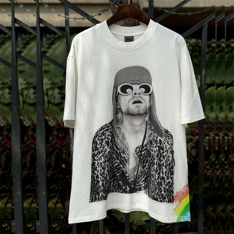 Kurt Cobain Wearing Sunglasses T Shirt Men Women High Quality Summer Style Tees Tops T-Shirt