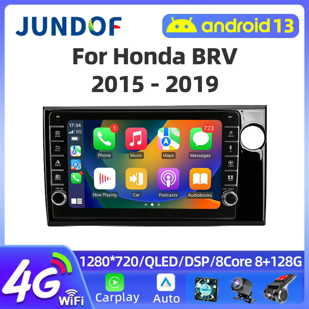 

Jundof 2 Din Android 13 Car Radio Multimidia Video Player For Honda BRV 2015 GPS Navigation Carplay Auto Stereo Head Unit