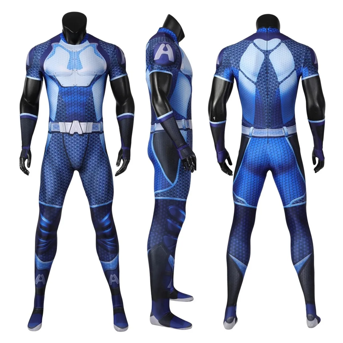 A Train The Boys A-train Cosplay Costume Adult Man 3D Printed Elastic Zentai Suit with Glasses Outfit Male Bodysuit