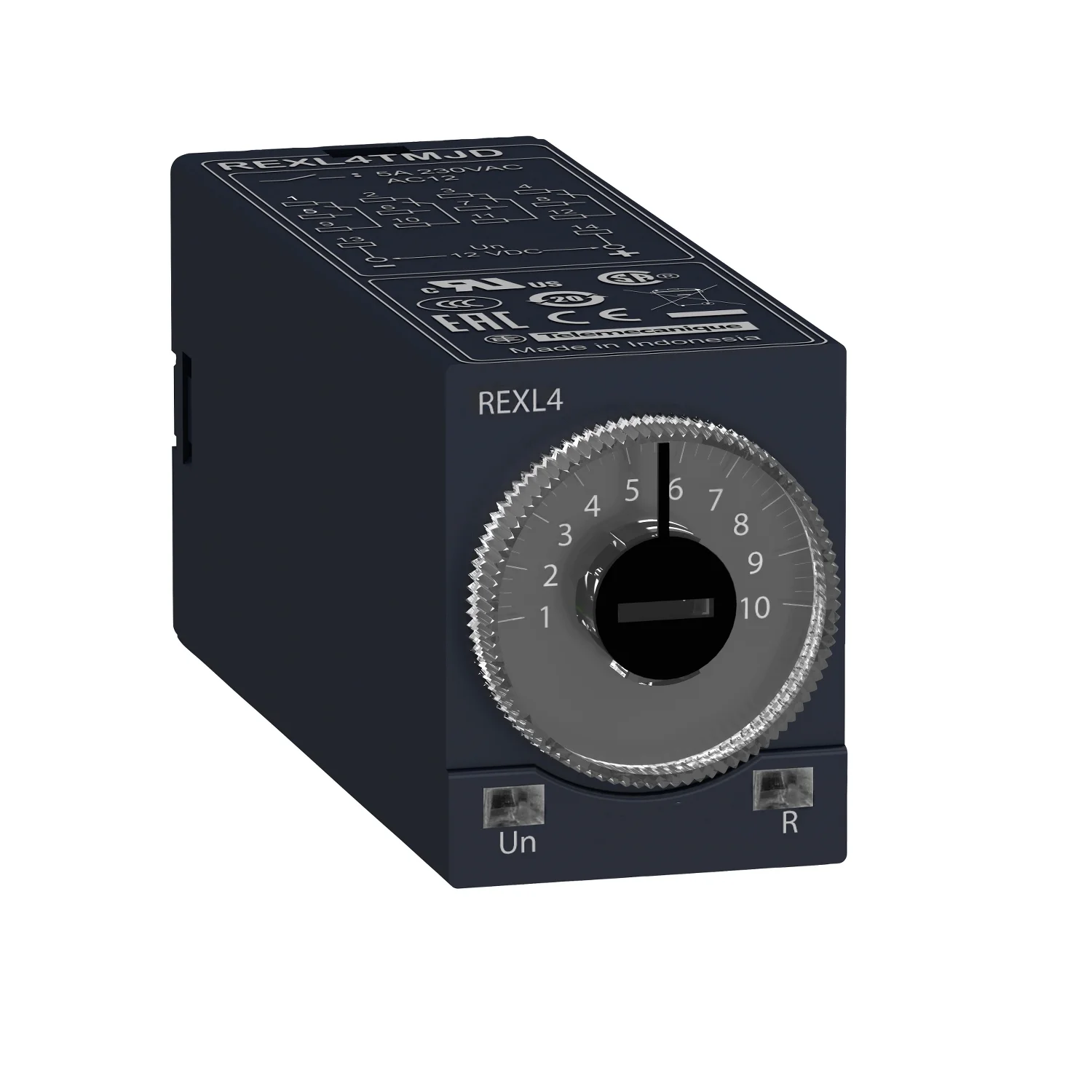 

REXL4TMBD Modular timing relay, 5 A, 4 CO, 0.1 s..100 h, on-Delay, 24 V DC