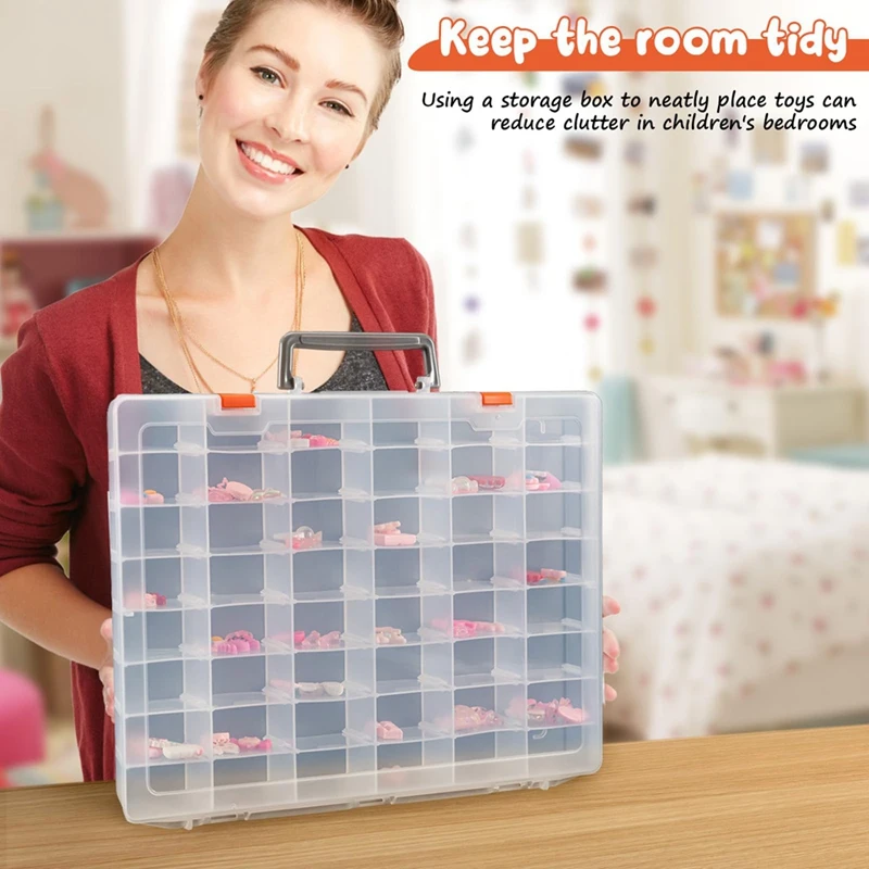 2 Pack Large 48 Grids Clear Plastic Organizer Boxes With Adjustable Dividers, Jewlery Storages Bead Organizers