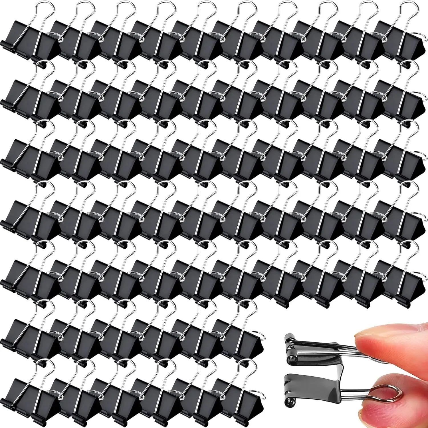 

300 Pcs Medium Binder Clips 1.25 Inch Heavy Duty Paper Clamps Black Metal Office Supplies for Teachers Business