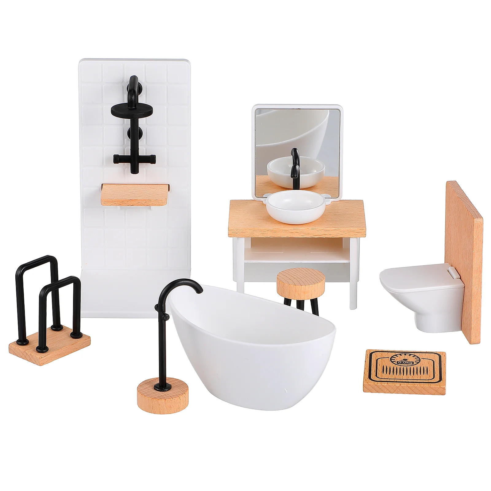 Dollhouse Simulated Small Furniture Miniature Shower Room Accessories Modern Wood Ornament Toys