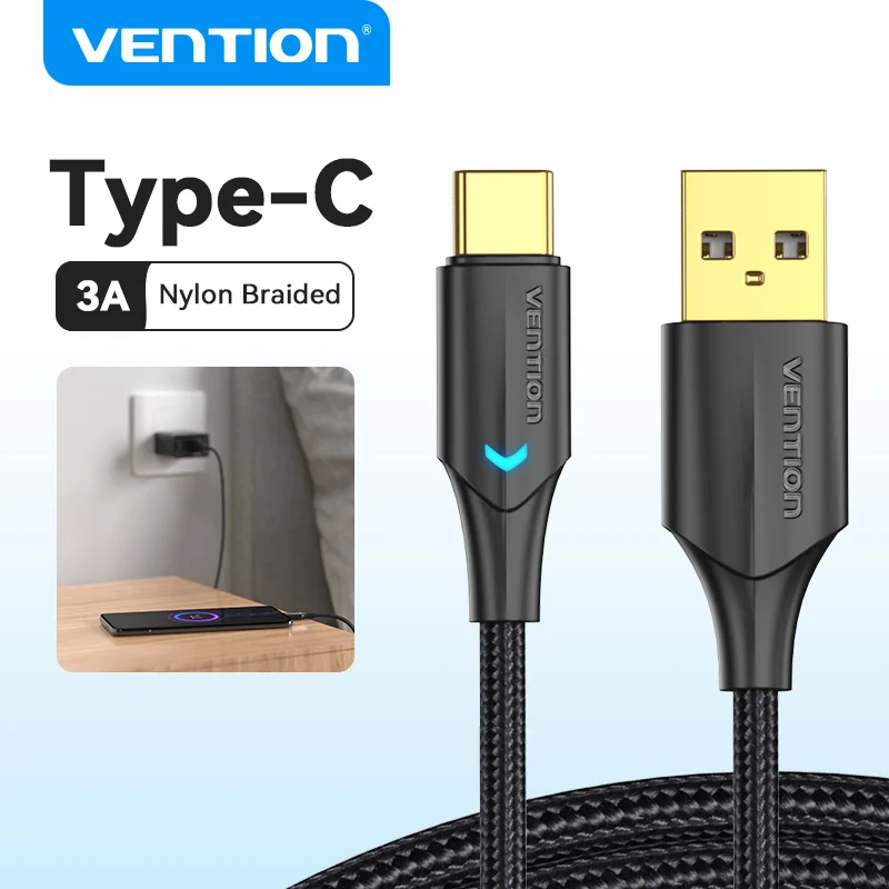 Vention USB C-Kabel PD 60 W Schnellladekabel USB auf Typ C Ladekabel für Xiaomi Samsung Huawei MacBook iPad Schnellladung