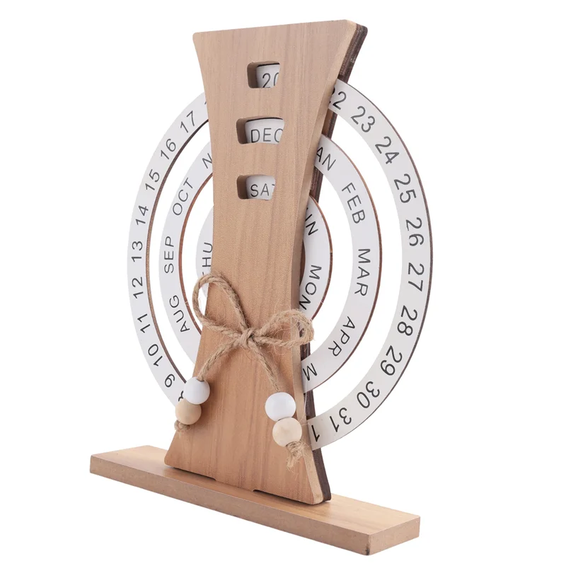 

Wooden Calendar Home Porch Decoration Office Desktop Decoration Manual Rotating Desk Calendar Sweet House Durable Easy To Use C