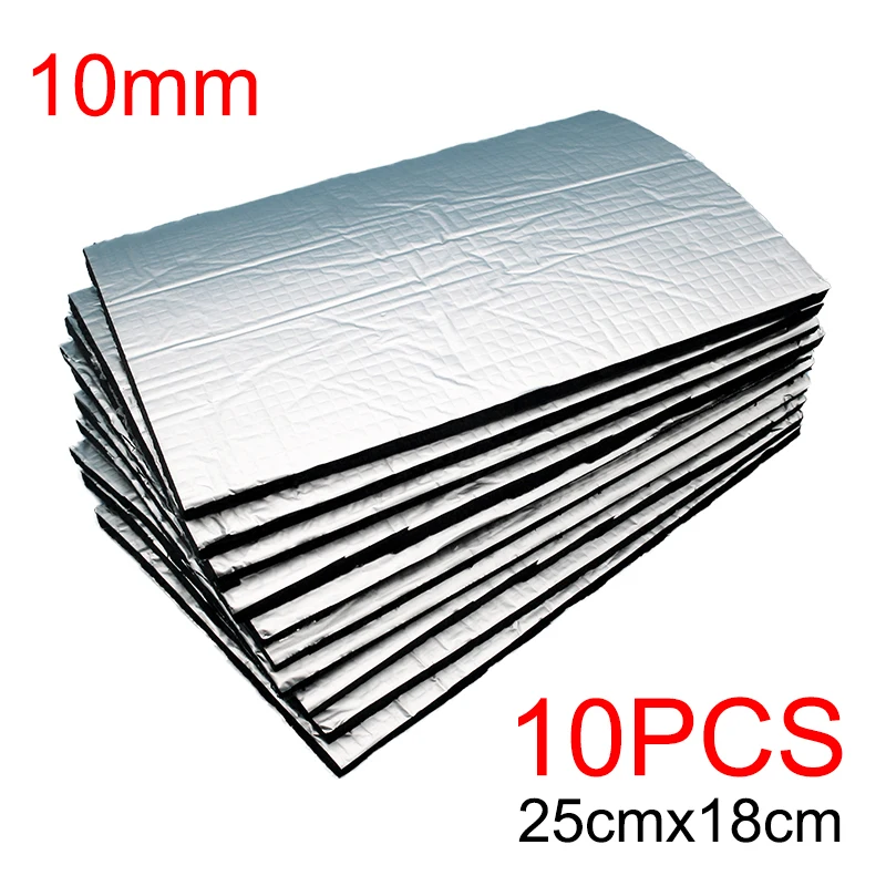 New 10pcs 10mm Sound Deadener Heat Insulation Mat for Car Van Sound Proofing Deadening Auto Hood Engine Noise Insulation Mat