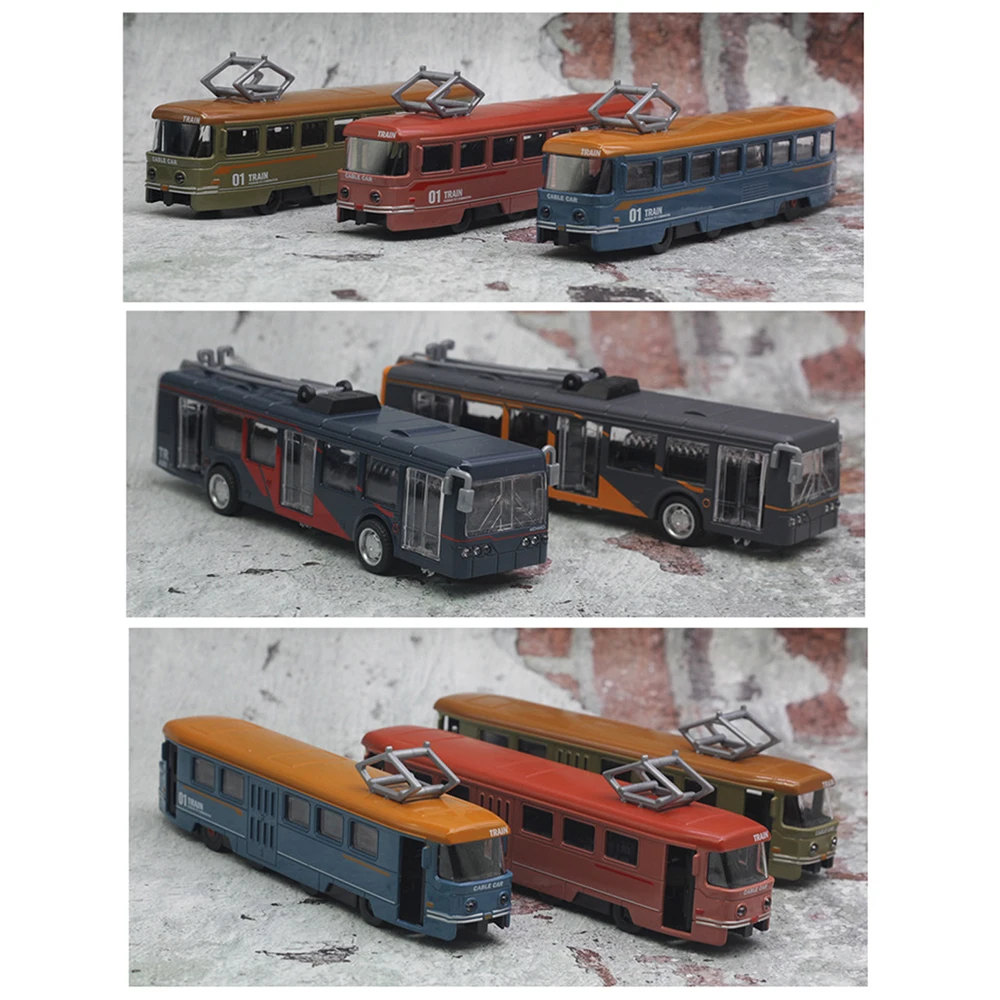 Simulation Rail Tram Light Rail Tram Model Alloy Retro Sound and Light Bus 1:50 Five Color Rail Tram Train Model