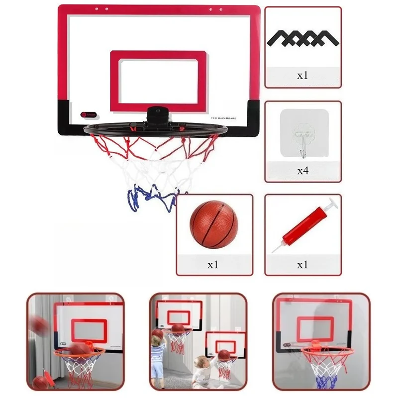 Jeu drôle de sécurité pour enfants d'intérieur, Mini exercice à domicile, ensemble de cerceaux de basket-ball, cadre mural, panier de levage, panneau arrière suspendu