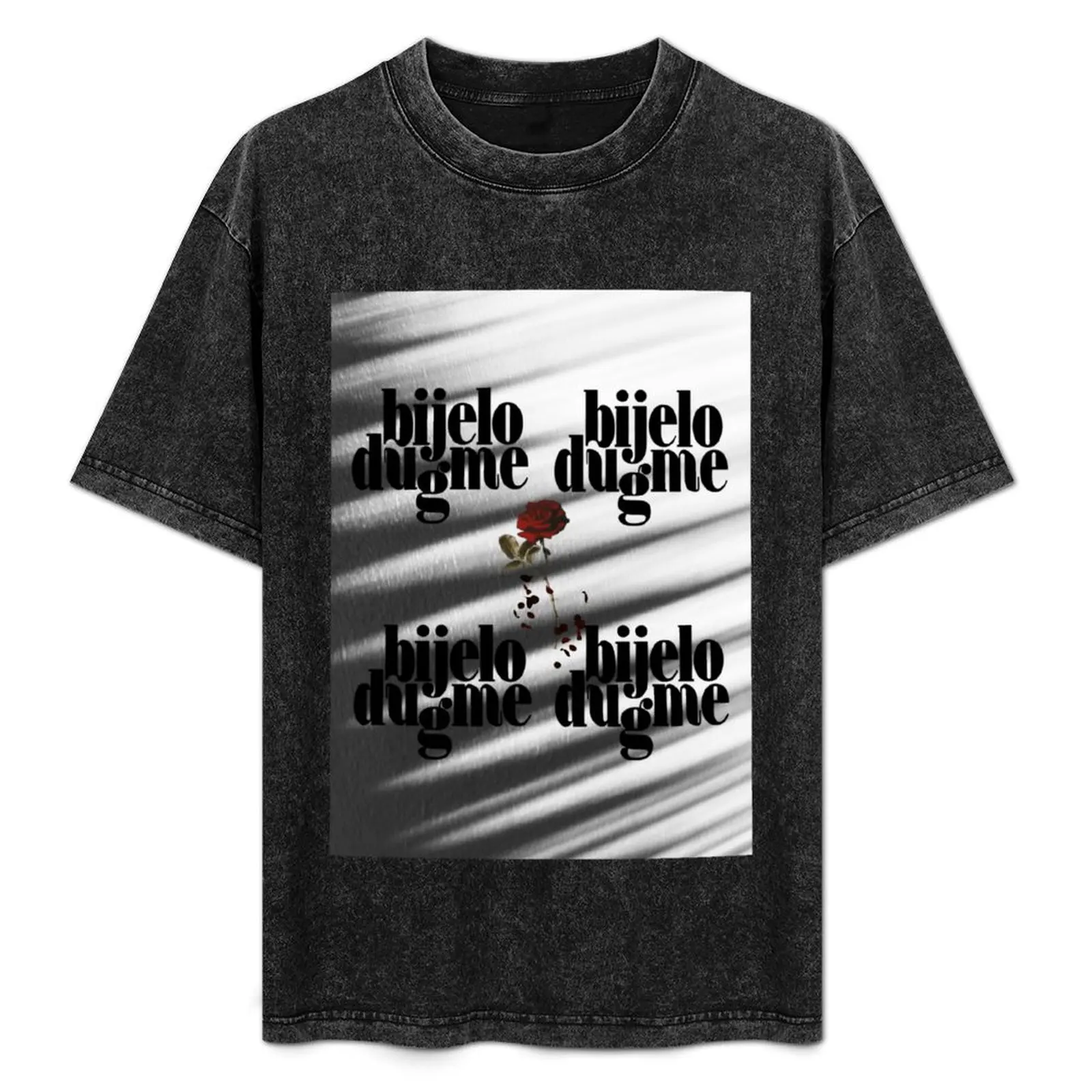 BIJELO DUGME GREY WITH ROSES T-Shirt Basic Daily Outfit Short Sleeve Tee