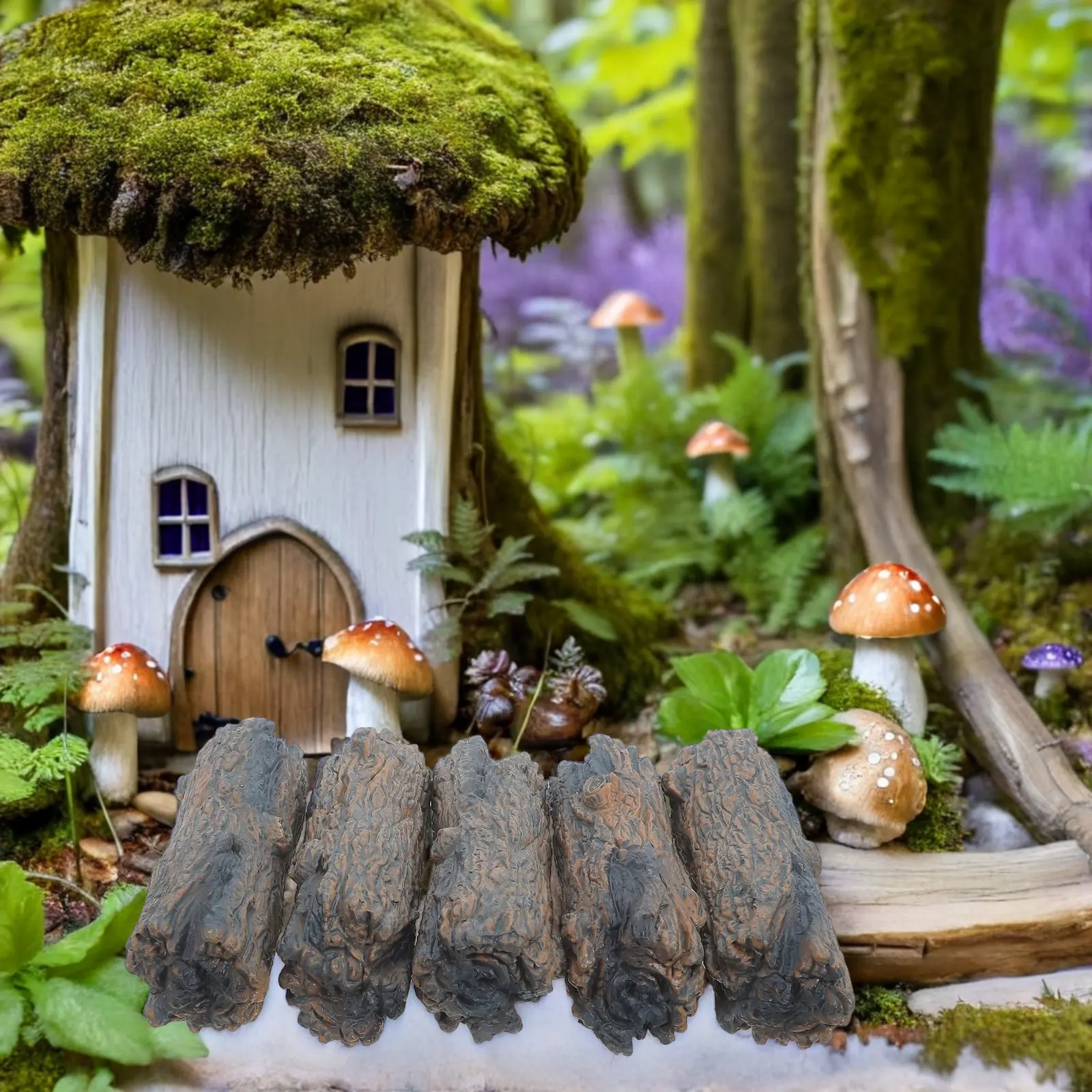 5Pcs Artificial Tree Stumps Realistic Plastic Logs Sand Table Landscape Supplies Mini Garden Decorations Micro Landscape Desktop