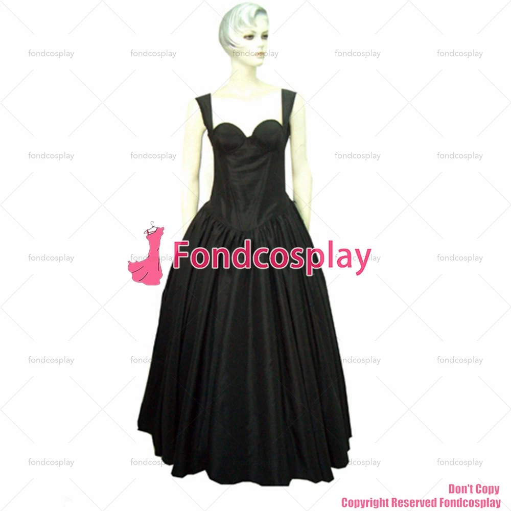 fondcosplay Sexy Gothic Lolita O Dress The Story Of O With Bra black Satin Maid Dress Cosplay Costume Custom-made[G001]