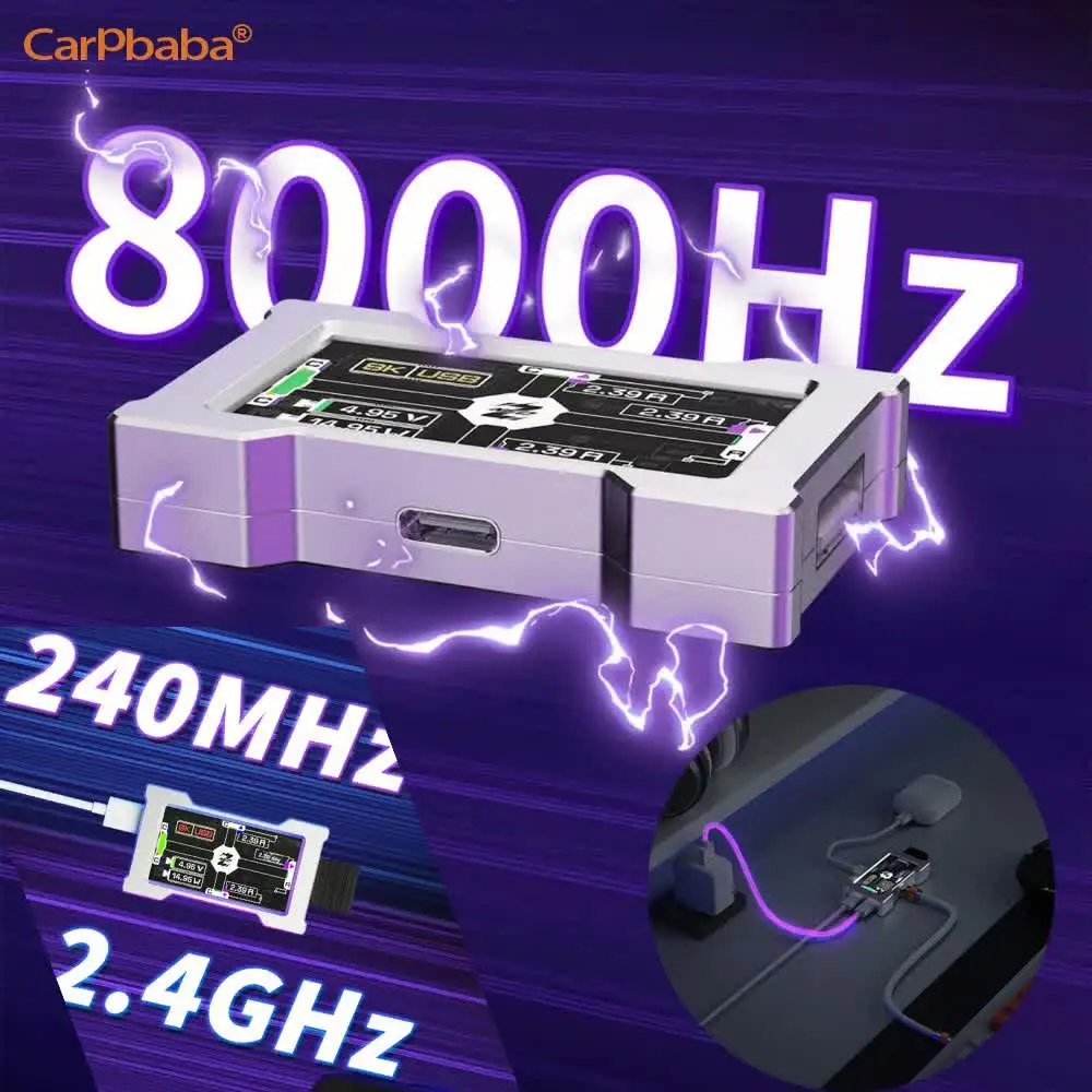 G1HM6 8K USB 허브 게이밍 USB 허브-2-to-3 포트 8000Hz 독립 전원 스크린 포함 게이밍 분위기 데스크 설정용