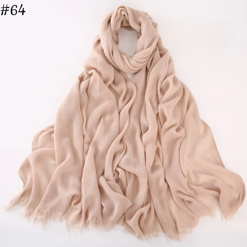 95-Farben-Schal aus weicher Baumwoll-Viskose, Rayon-Material, muslimischer Hijab, nahöstlich, einfarbig, Kopftuch mit Quaste – Detail 19