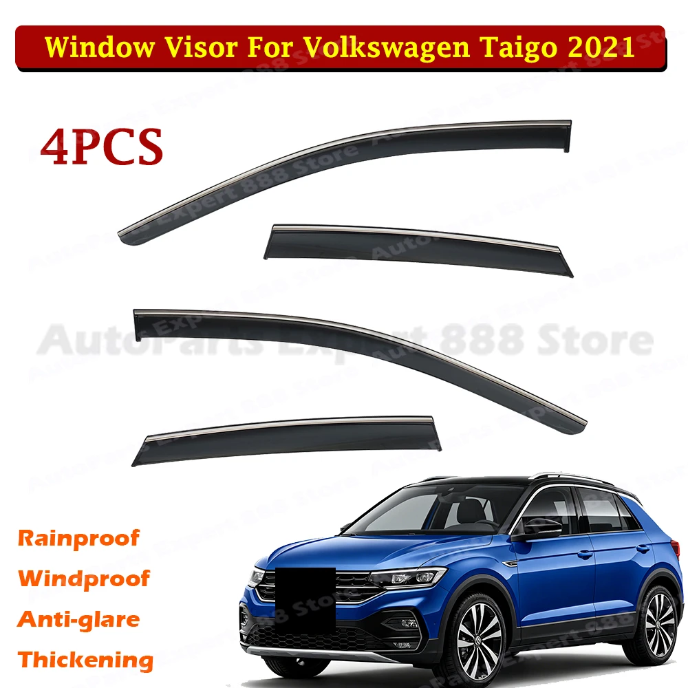 Window Visor Rain Deflector For Volkswagen Taigo 2021+ Smoke PC Side Door Sun Weather Shield Car Exterior Accessories 4PCS
