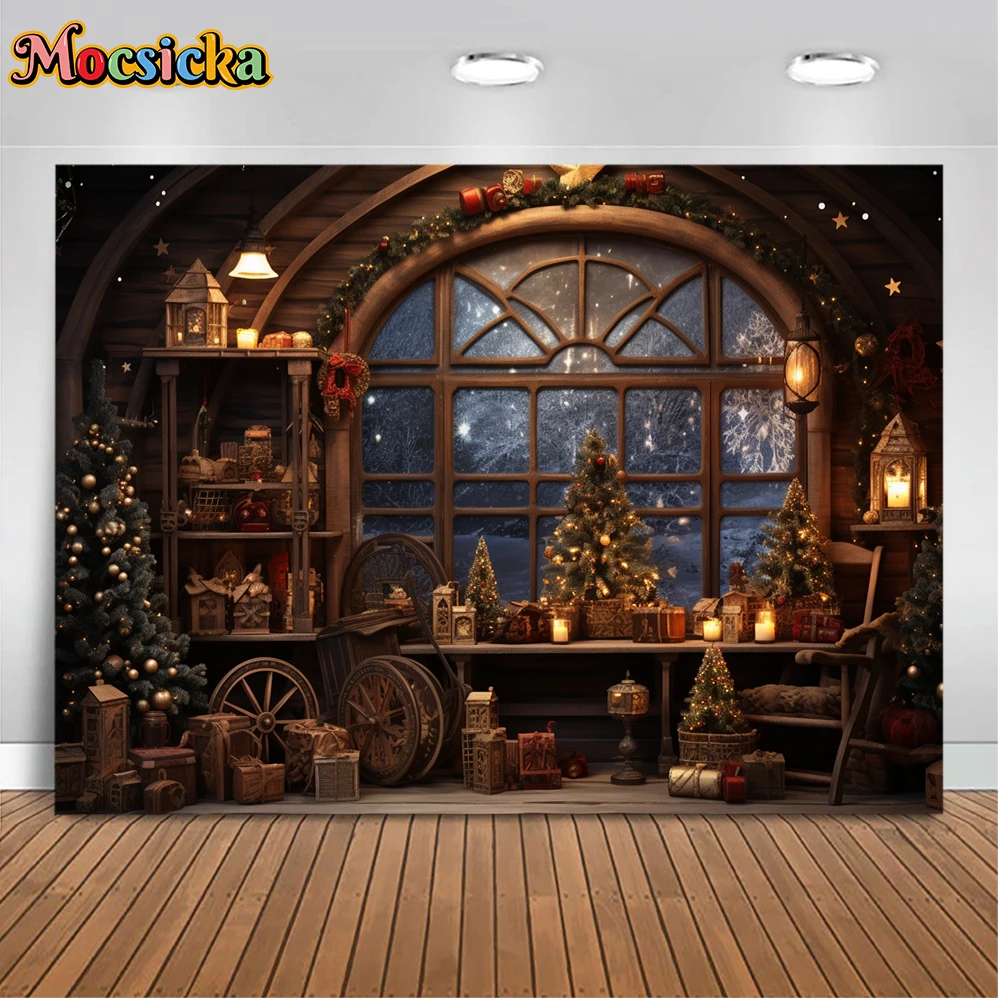 Mocsicka Weihnachten Winter Fotografie Hintergrund Weihnachts baum Sternen himmel Thema Urlaub Party Familie Kinder Foto Hintergründe Studio