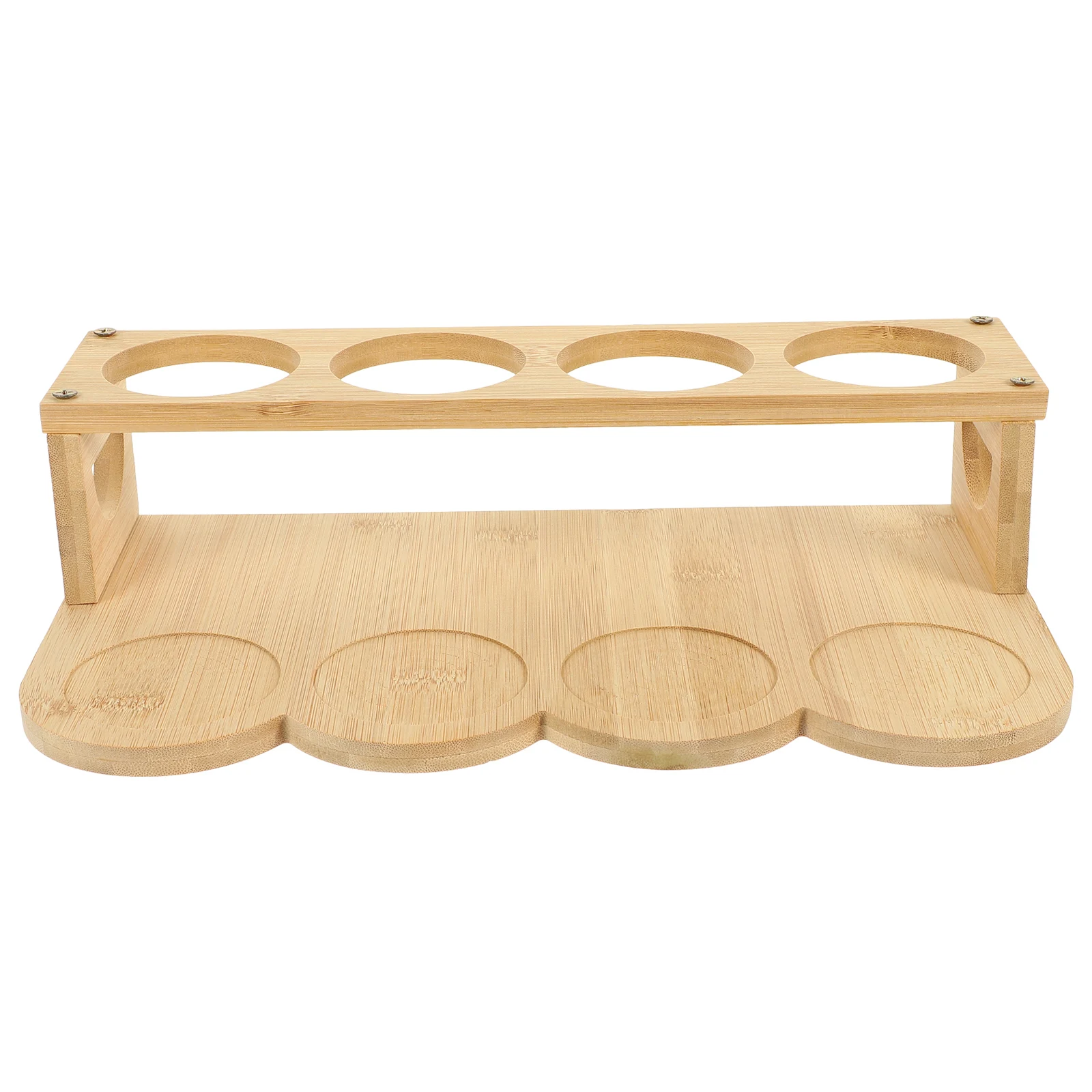 

2 Tier Bamboo Bottle Rack Organizer Countertop Storage Shelf Non-Slip Kitchen Pantry 8 Round Holes Horizontal