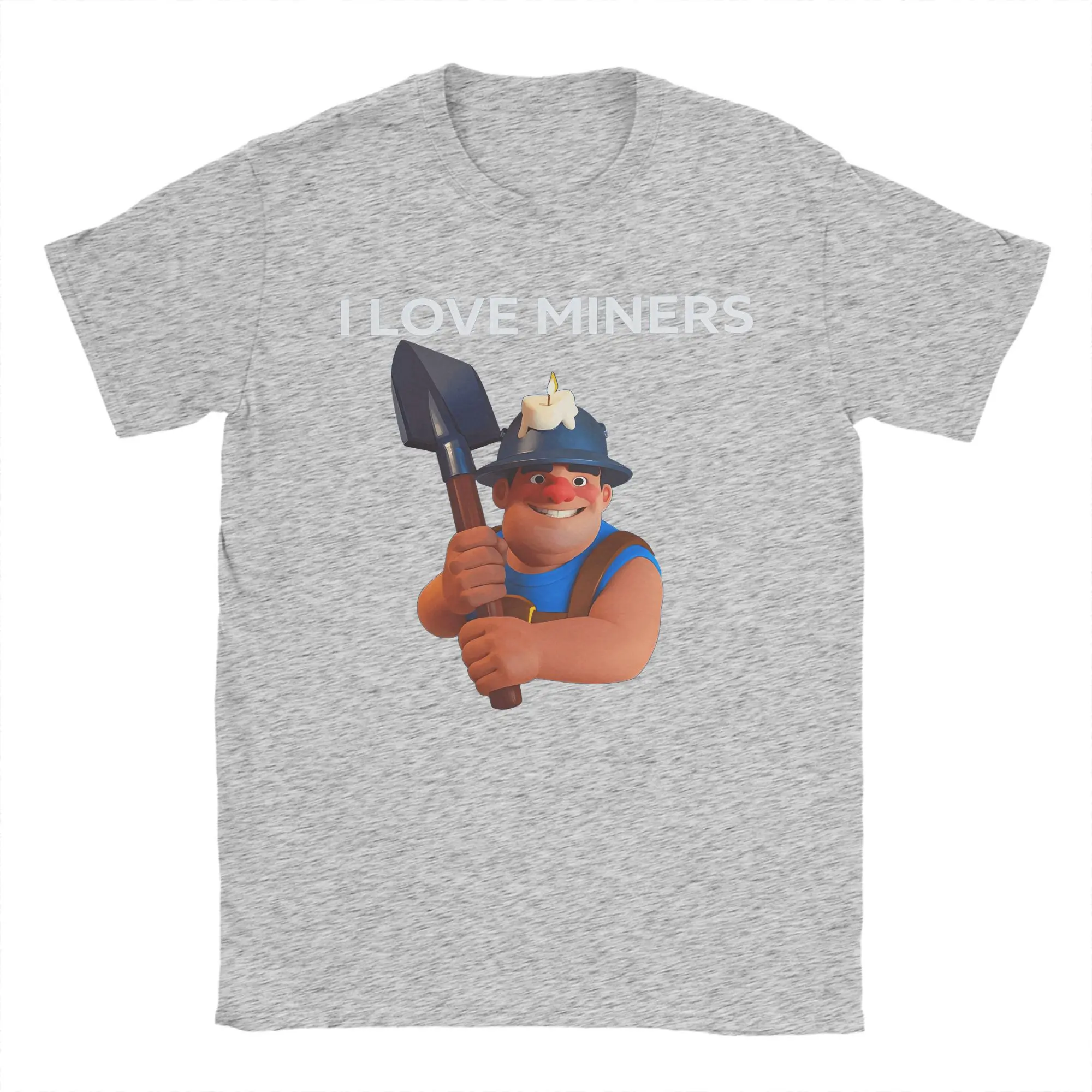 Fashion I Love Miners T Shirts for Men Pure Cotton Novelty T-Shirt Crewneck C-Clashs R-Royales Tees Short Sleeve Clothes Printed