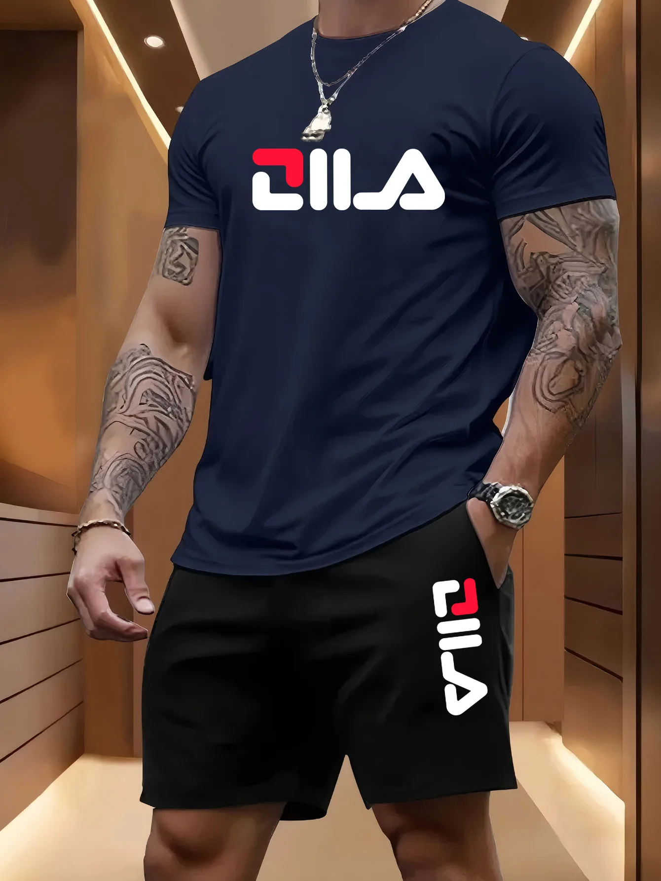 Conjunto Deportivo de Verano para Hombre, Informal, para Playa, Baloncesto y Actividades al Aire Libre, Cómodo, de Dos Piezas, con Camiseta Holgada y Pantalones Cortos a la Moda